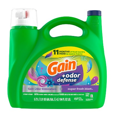 Gain Odor Defense Liquid Laundry Detergent - Super Fresh Blast - 194 fl oz