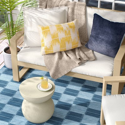 18"x18" Square Outdoor Throw Pillow Coffee/Navy Blue - Threshold