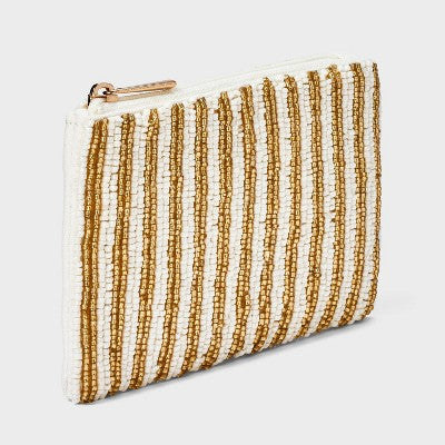 Beaded Striped Zip Pouch - A New Day Gold