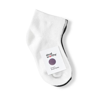 Baby 8pk Ankle Socks - Dealworthy 12-24M White/Gray/Black: Knit, Lightweight, Banded Cuff