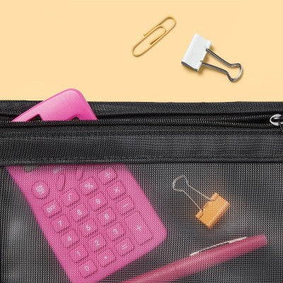 Mesh Binder Pencil Pouch Black - up&up