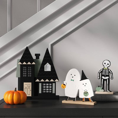 6.25" Wood with Felt Skeleton Halloween Decorative Sculpture - Hyde and EEK! Boutique