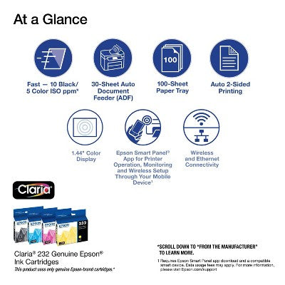 Epson WorkForce WF-2930 Wireless All-in-One Color Inkjet Printer, Copier, Scanner - Black: Smartphone App, USB, Automatic 2-Sided Printing