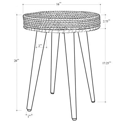 Round Natural Bamboo & Cane Rattan Side Table Natural Wood- Threshold Assembly Required (LOCAL PICKUP ONLY)