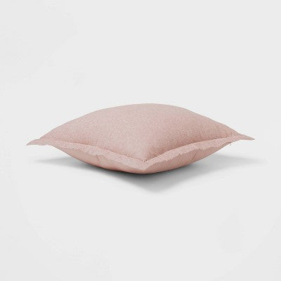 Euro Cotton Linen Blend Chambray Decorative Throw Pillow Terracotta - Threshold: Indoor Square Pillow, Zipper Closure, OEKO-TEX Certified (LOCAL PICKUP ONLY)