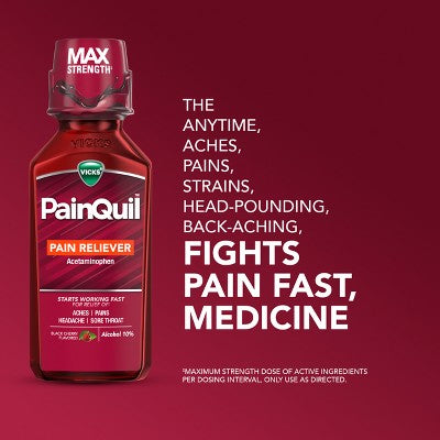 Vicks PainQuil Black Liquid - Cherry - 12 fl oz: Whole Body, General Pain Relievers, Liquid, Acetaminophen 1000mg