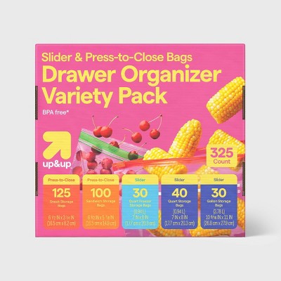 Slider and Press to Close Variety Pack Food Storage Bags - 325ct - up&up