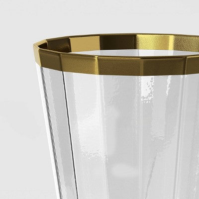 9.1 fl oz Faceted Stemmed Wine Glass Gold Rimmed Clear - Threshold