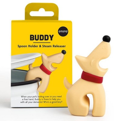 Ototo Holiday Gift Silicone Buddy Dog Spoon Rest Steam Releaser Beige