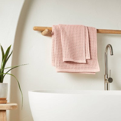 Waffle Hand Towel Pink - Casaluna: Lightweight Cotton, Pre Washed, OEKO-TEX Certified
