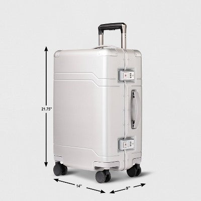 Signature Hardside Trunk Carry On Spinner Suitcase Metallic Silver - Open Story?