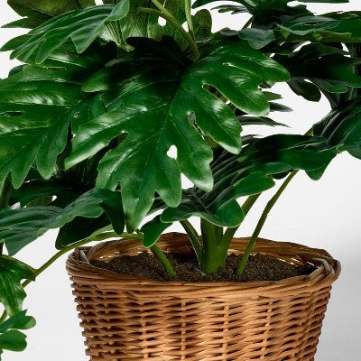 Philodendron Decorative Plant in Basket - Threshold designed with Studio McGee: Indoor Faux Greenery, Wicker Basket (LOCAL PICKUP ONLY)