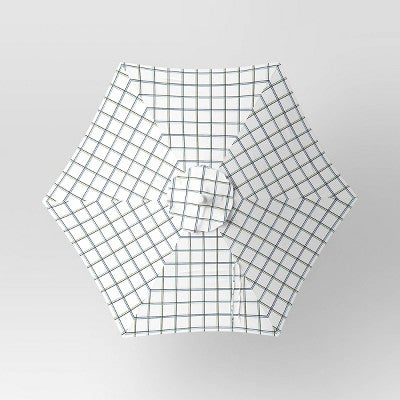 6' Round Grid Monochrome Outdoor Patio Market Umbrellas White with White Pole - Room Essentials (LOCAL PICKUP ONLY)
