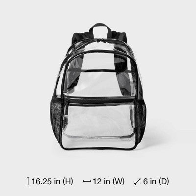16.25" Clear Backpack - All In Motion Black