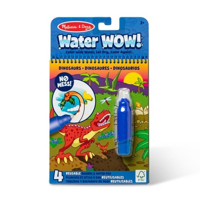 Melissa & Doug On The Go Water Wow! Reusable Water-Reveal Activity Pad Travel Toy - Dinosaurs: Plastic Material, Watercolor Brushes