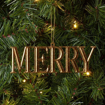 Metal 'Merry' Christmas Tree Ornament Gold - Wondershop