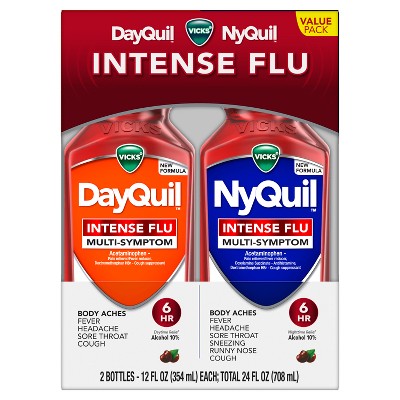 Vicks Intense Flu Warming Combo Syrup - Acetaminophen - Black Cherry - 24 fl oz: Liquid Cold & Cough Relief, 2 Pack
