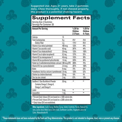 Hyland's Kids Multivitamin + Brain & Eye Health, Sugar-Free Gummies - 60ct: Mixed Berry Flavor
