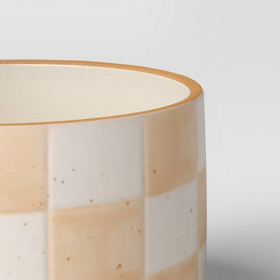 Checker Stoneware Indoor Outdoor Planter Pot Ivory 5.88"x5.88" - Threshold