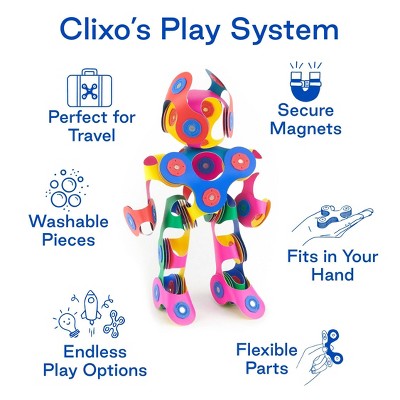 Clixo Creator Pack: Magnetic Building Sets for Creative Thinking & Fine Motor Skills, Includes Instruction Guide, 42 Pieces