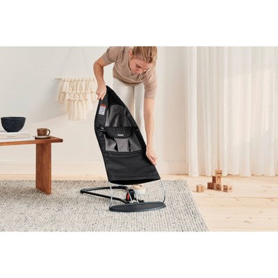 BabyBjorn Bouncer Balance Soft Woven - Black/Dark Gray: Cotton, Reclining Seat, Machine Washable, 3-Point Harness (LOCAL PICKUP ONLY)