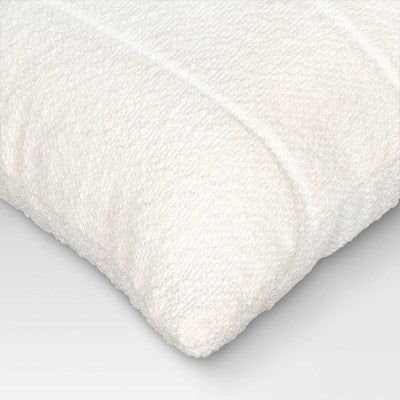 Oversized Channeled Boucle Lumbar Throw Pillow Ivory - Threshold: Soft Polyester, Indoor Use, Rectangular Shape