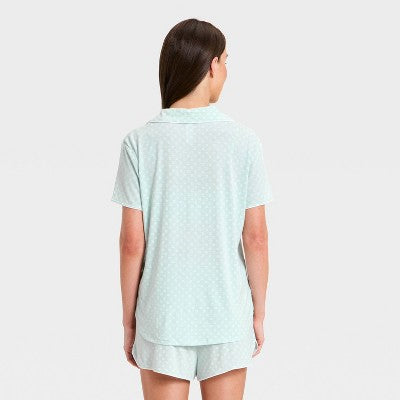Women's Notch Collar Shirt and Shorts Pajama Set - Auden Mint S