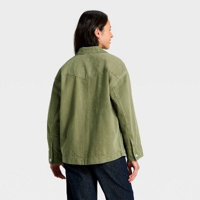 Women's Relaxed Barn Denim Coat - Universal Thread Green S