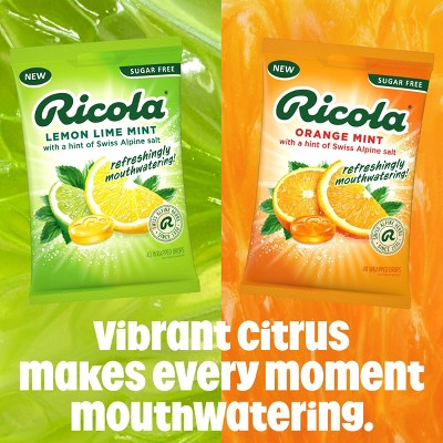 Ricola Sugar Free Orange Mint Mouthwatering Drops to Quench Dry Mouth - 40ct