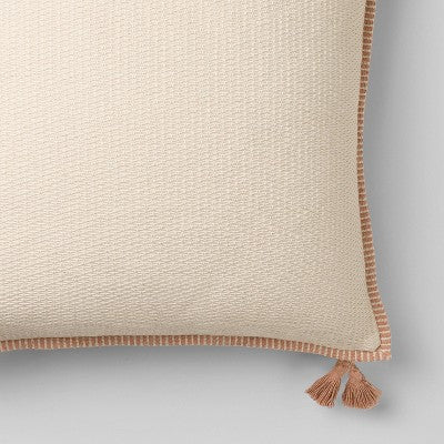 Oversized Square Cotton Linen Texture with Tassel Orange/Cream - Threshold designed with Studio McGee (LOCAL PICKUP ONLY)