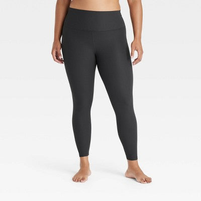 Women's Everyday Soft High-Rise Ribbed 7/8 Leggings - All In Motion Black XS