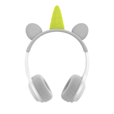 GEMS 'Unicorn' Animal Figural Wireless Headphones - Gray/Green: Over-Ear, Built-In Mic