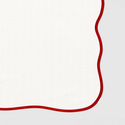 104"x60" Red Scallop Tablecloth - Threshold