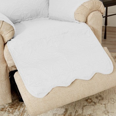 Reversible Quilted Sofa Furniture Protector - Great Bay Home(Recliner, White / Stone Gray)