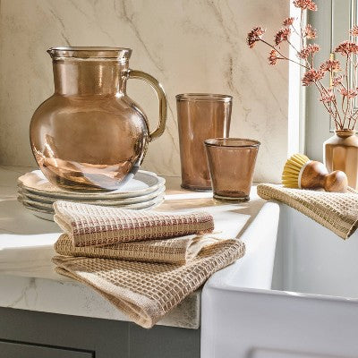 Set of 4 Fall Dishcloths Cream with Stripes - Hearth & Hand with Magnolia