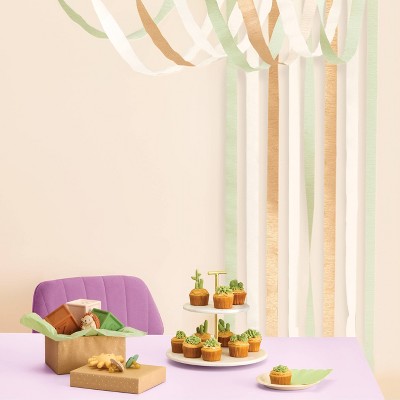 8pk Paper Crepe Streamers Sage/Cream/Gold - Spritz