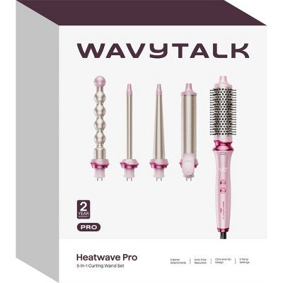 Wavytalk Heatwave Pro 5-in-1 Curling Wand Set, Includes Thermal Brush and 4 Interchangeable Ceramic Barrel for Multiple Styles, Model 350S