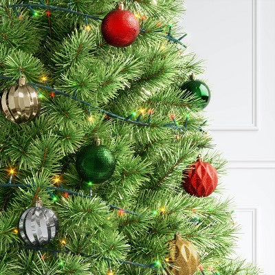 100pc Shatter-Resistant Round Christmas Tree Ornament Set Red/Gold/Green/Silver - Wondershop