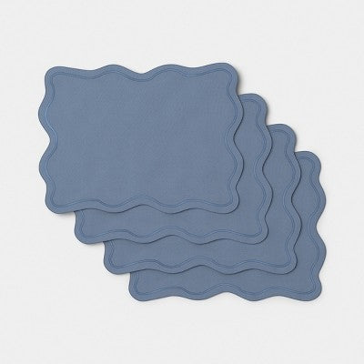 4pk Cotton Scallop Edge Placemat Blue - Threshold
