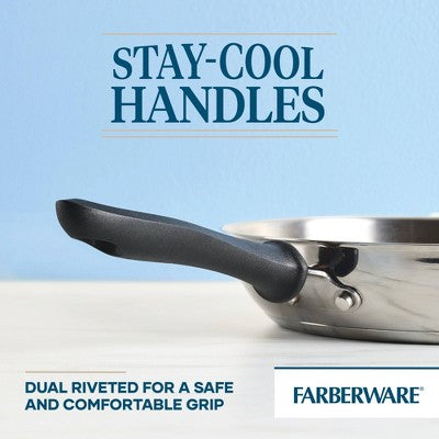 Farberware Reliance 2pc Stainless Steel Skillets: Dishwasher-Safe, Phenolic Handle, Induction Compatible
