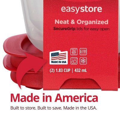 Rubbermaid 2pk Easy Store Value Square Food Storage Containers Red