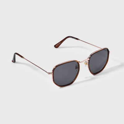 Women's Shiny Combo Round Sunglasses - Universal Thread Olive Green/Gold: Scratch-Resistant, UV Protection