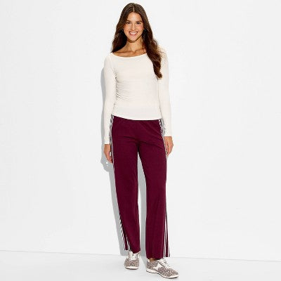 Women's Slim Fit Boat Neck Ribbed T-Shirt - Wild Fable Cream M