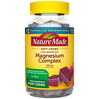 Nature Made Magnesium Chew Dietary Supplement Chewables - 40ct: Gluten-Free, No Artificial Flavors, No High Fructose Corn Syrup