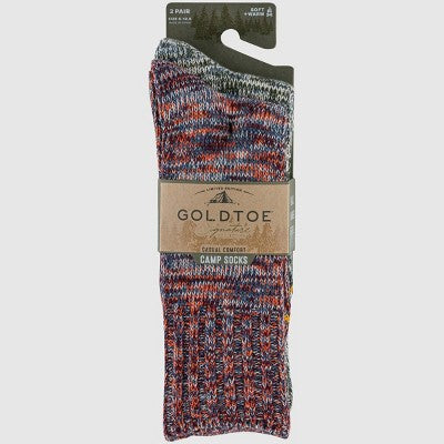 Signature Gold by Goldtoe Men's Feed Crew Camp Socks 2pk - Green/Red 6-12