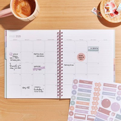 Inspired by Erin Condren 2025 Monthly Planner 11"x9" Pastel Colorblends: Spiral Bound, Adult Stationery, Tabs, 9x11 Paper