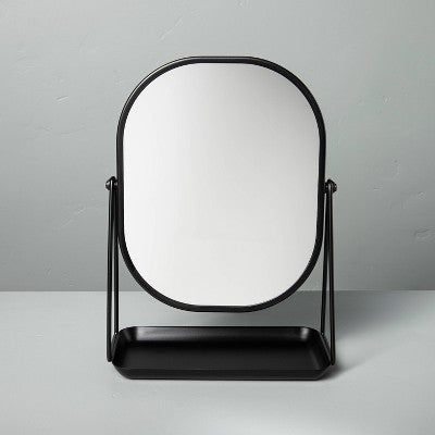 Metal Vanity Flip Mirror with Tray Black - Hearth & Hand with Magnolia: Swivel, 2-Sided, Desk/Table Use