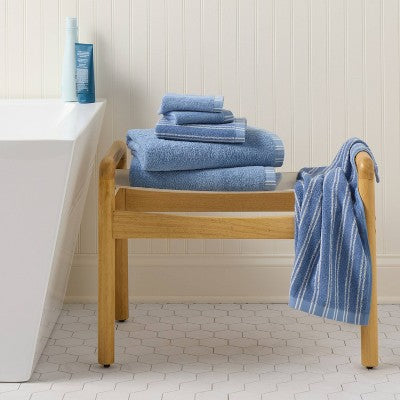 6pc Everyday Striped Dorm Towel Set Blue/White - Room Essentials