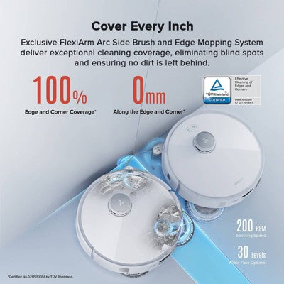 Roborock Qrevo Curv Robotic Vacuum and Mop 6.5" Path White: Multi-Surface, Electric, Tangle-Free, Automatic Height Adjustment, 2.5L Capacity (LOCAL PICKUP ONLY)