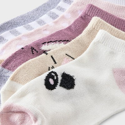 Girls' 6pk No Show 'Critter Faces' Socks - Cat & Jack S